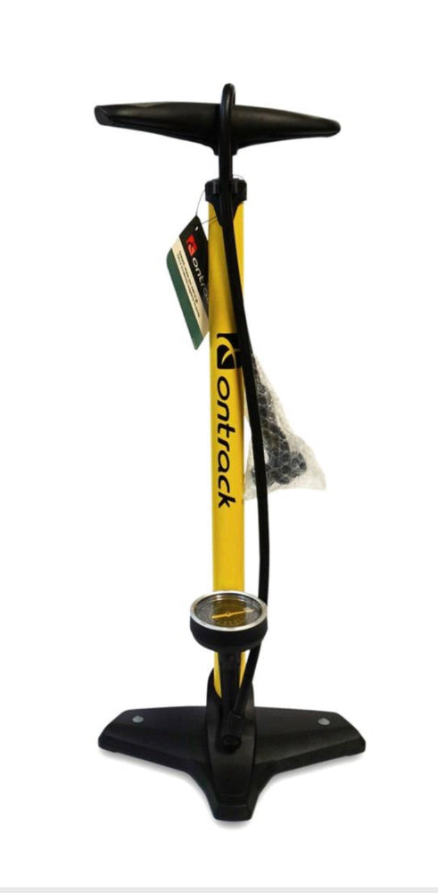Ontrack Floor Pump Yellow Stl W/ Gauge And 2 Way Valve