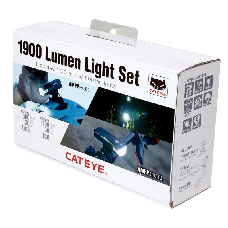 Cateye Front Lightset 1900 Lumen Ampp 800LN + 1100LN